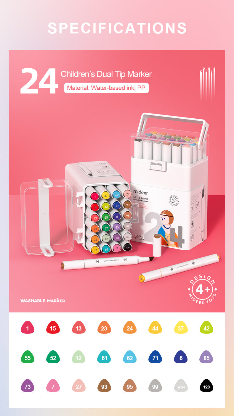 Let's Paint! Water-based Dual Tip Marker 24 Colors