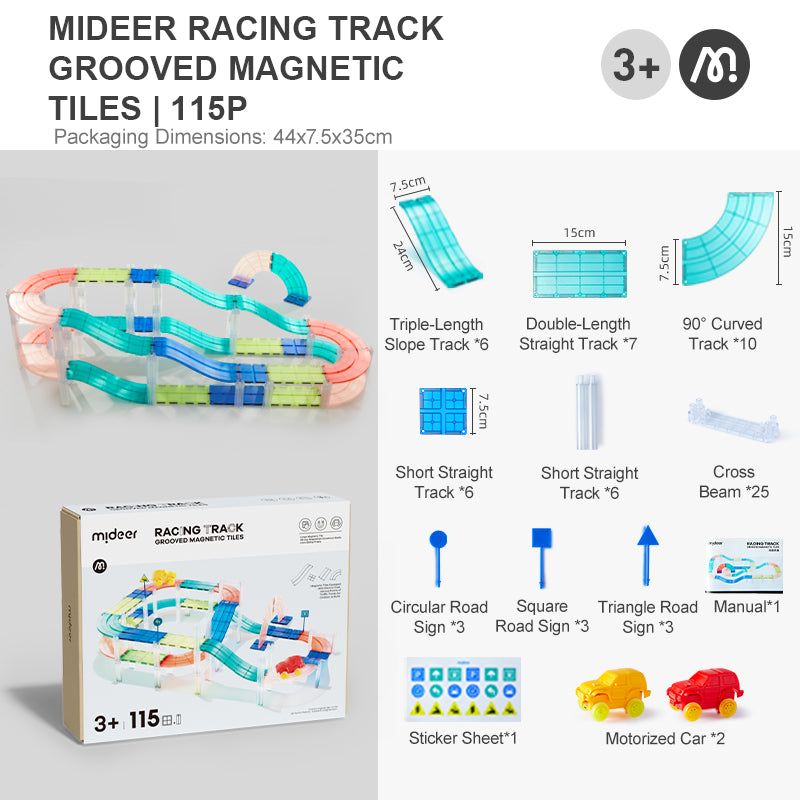 Racing Track Grooved Magnetic Tiles 115P